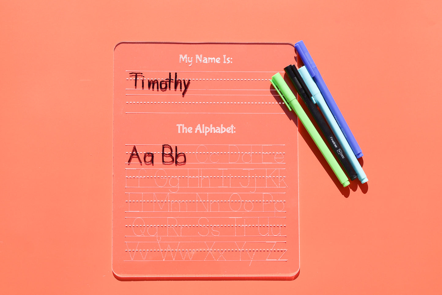 “My Name Is” Alphabet Tracing Board – Reusable Clear Acrylic Writing Practice Board