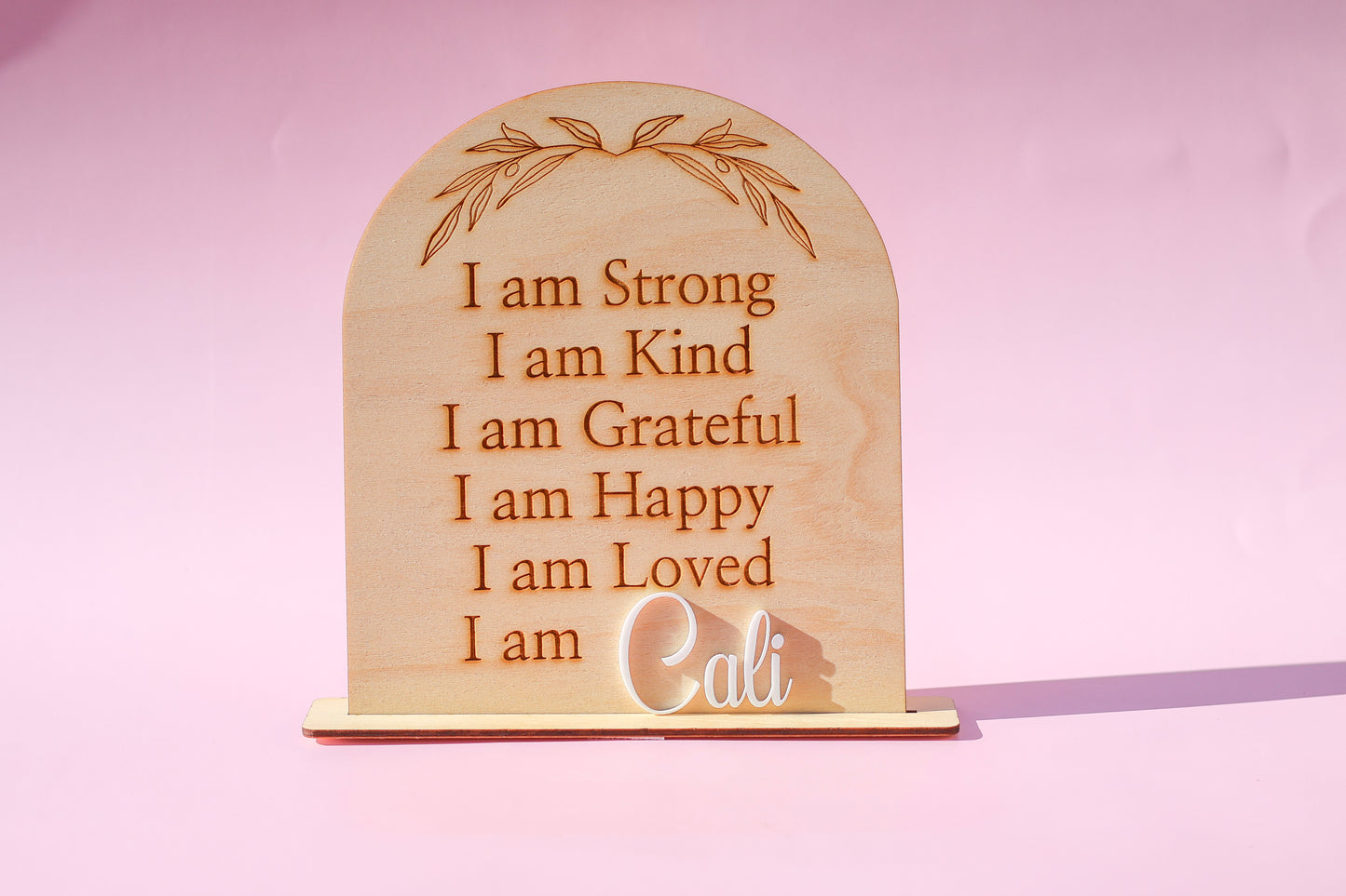 Personalised Affirmation Plaque – Custom Timber Self-Esteem Sign for Kids