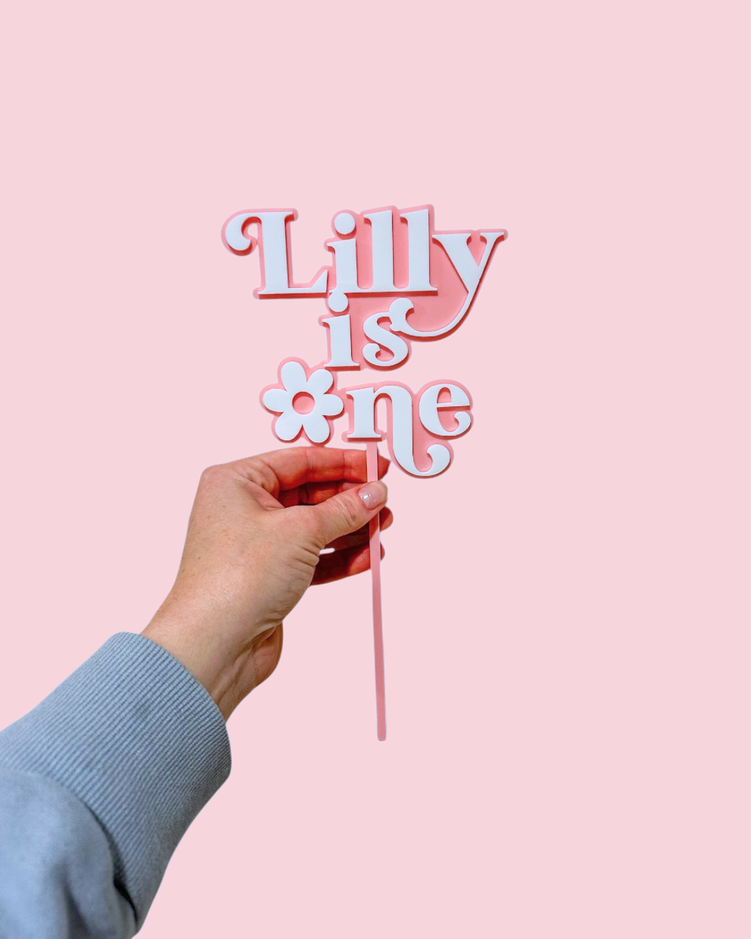 Personalised “One” Cake Topper – Double Layer Acrylic | Custom Name | First Birthday