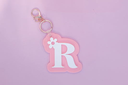 Initial Keyring Bag Tag – Daisy Detail