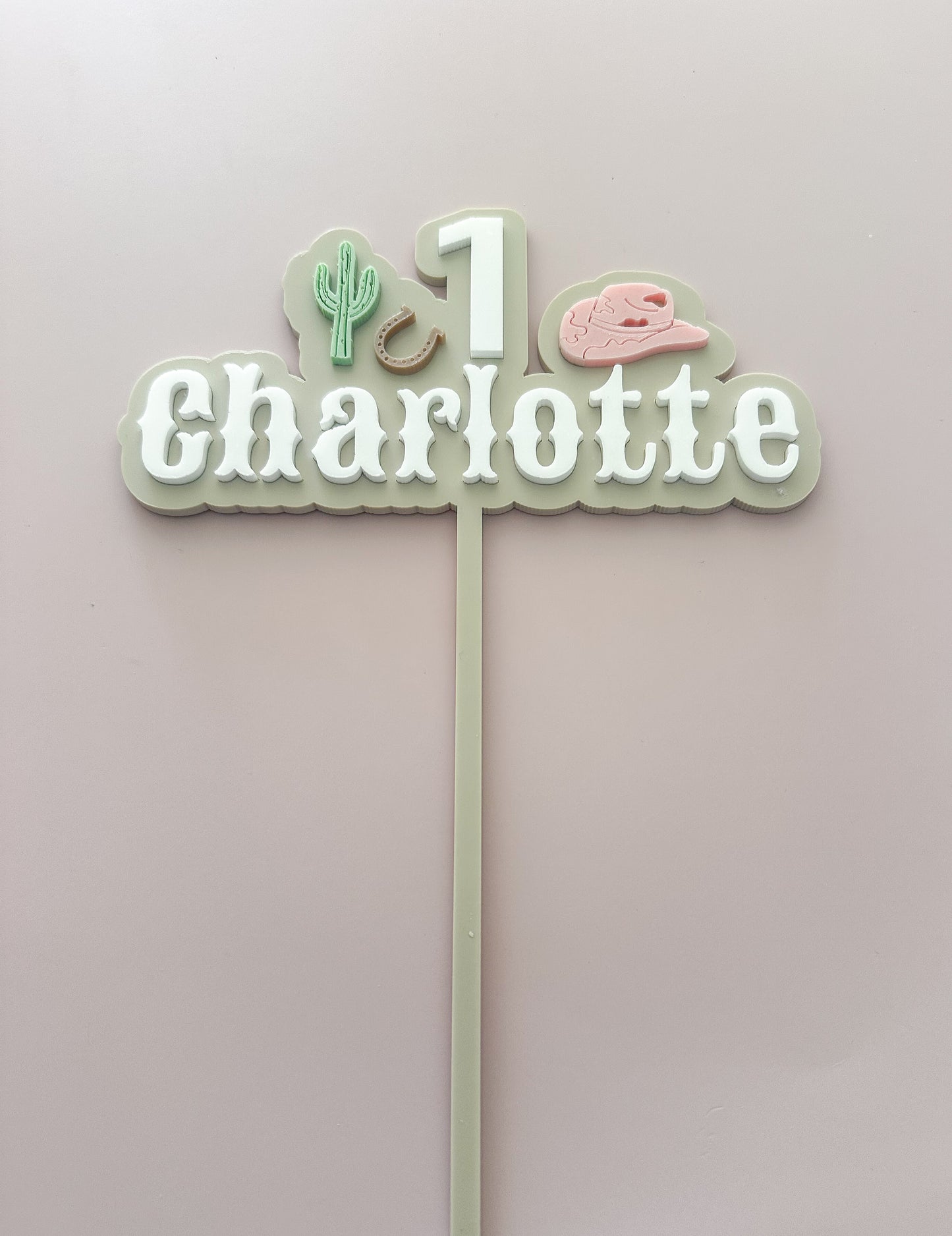 Custom Western-Themed Cake Topper – Personalised Name & Age – Birthday Party Decoration