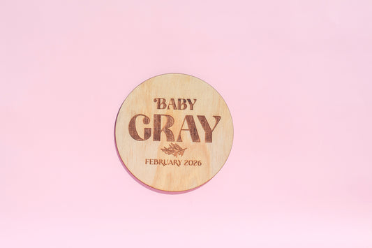 Personalised Baby Announcement Disc – Custom Surname & Due Date