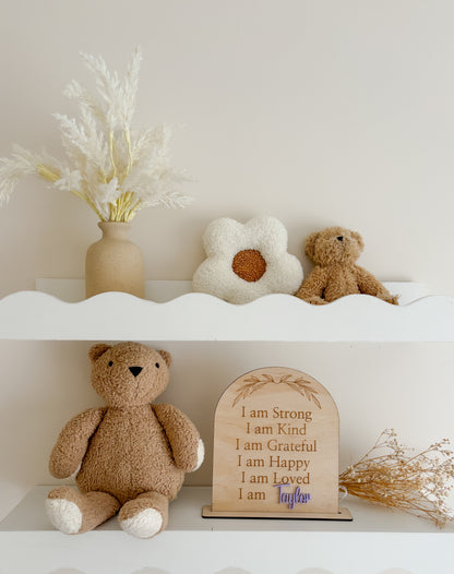 Personalised Affirmation Plaque – Custom Timber Self-Esteem Sign for Kids