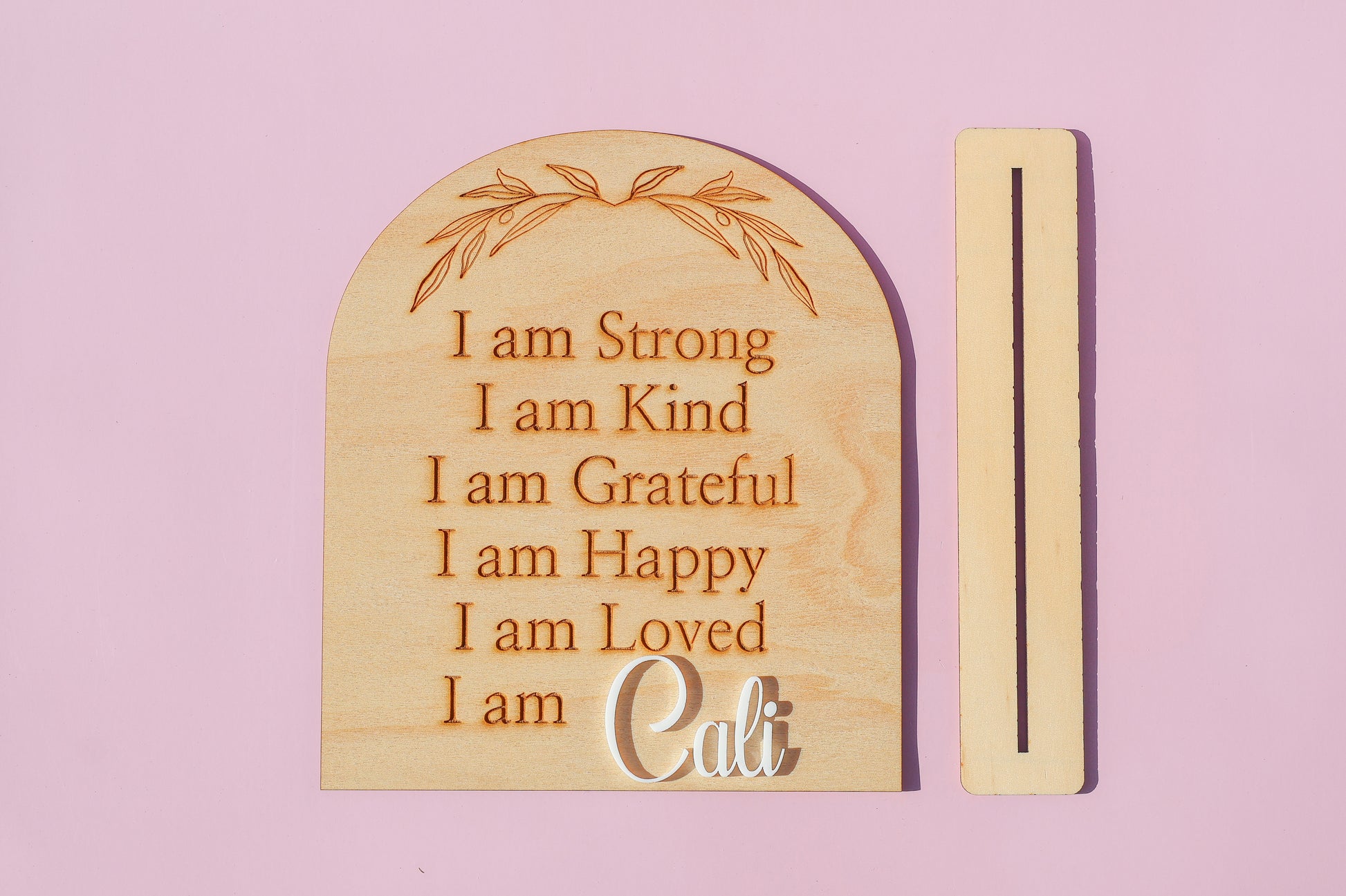 Personalised Affirmation Plaque – Custom Timber Self-Esteem Sign for Kids