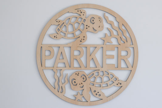 Personalised Turtle Door Plaque – Custom Name Sign for Kids