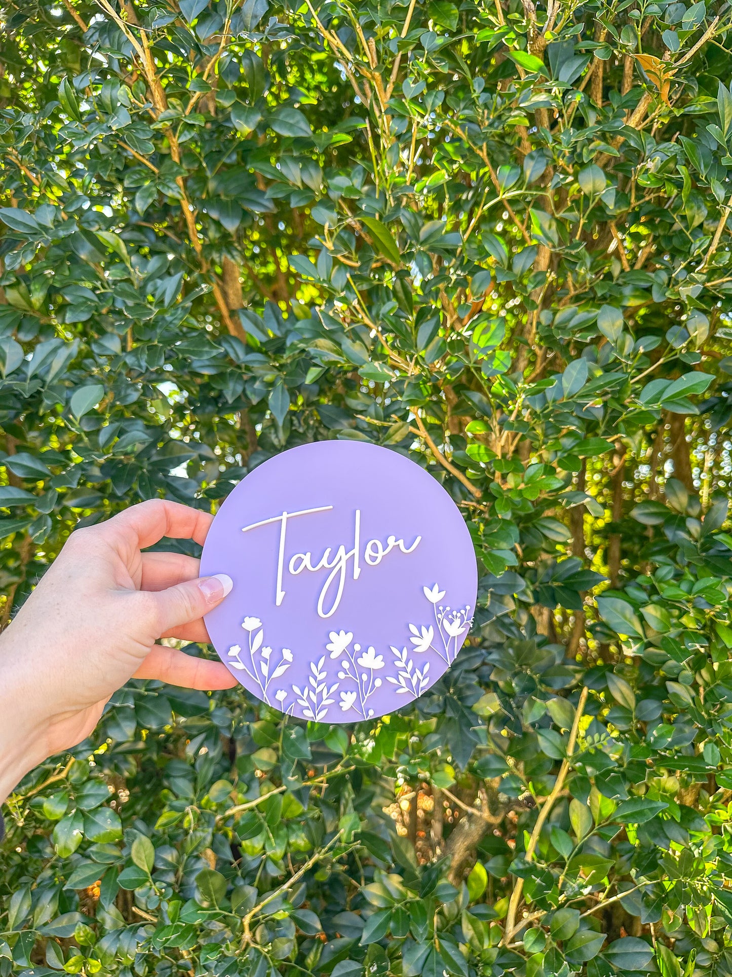 Personalised Floral Name Plaque – Custom Double Layer Acrylic Sign