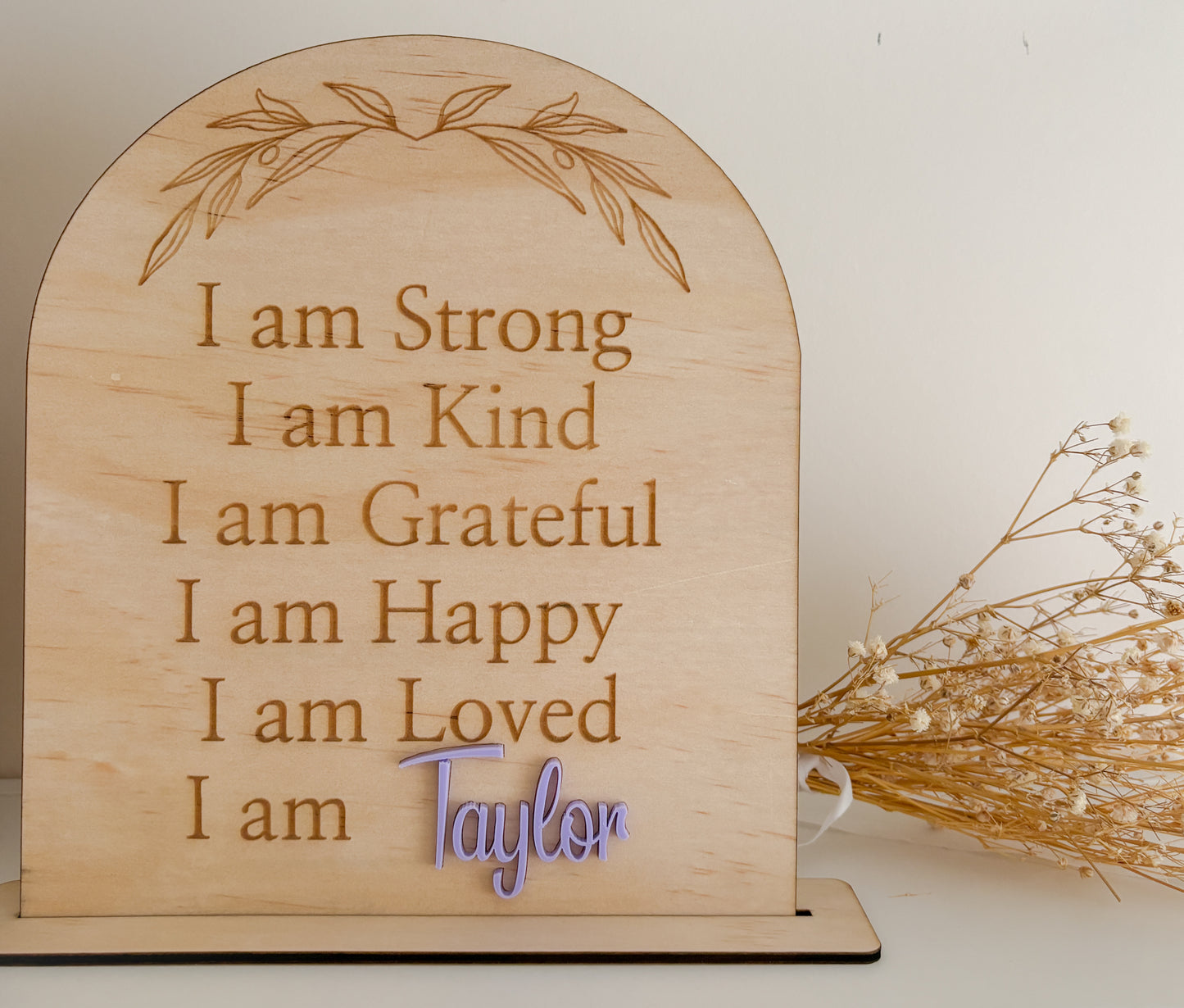 Personalised Affirmation Plaque – Custom Timber Self-Esteem Sign for Kids